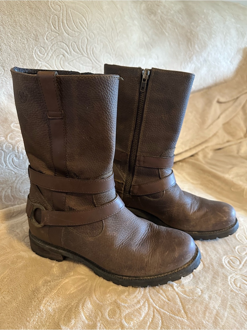 Ariat Women 7B Boots Chocolate Leather Zip Up Waterproof Barn Ride Work Farm
